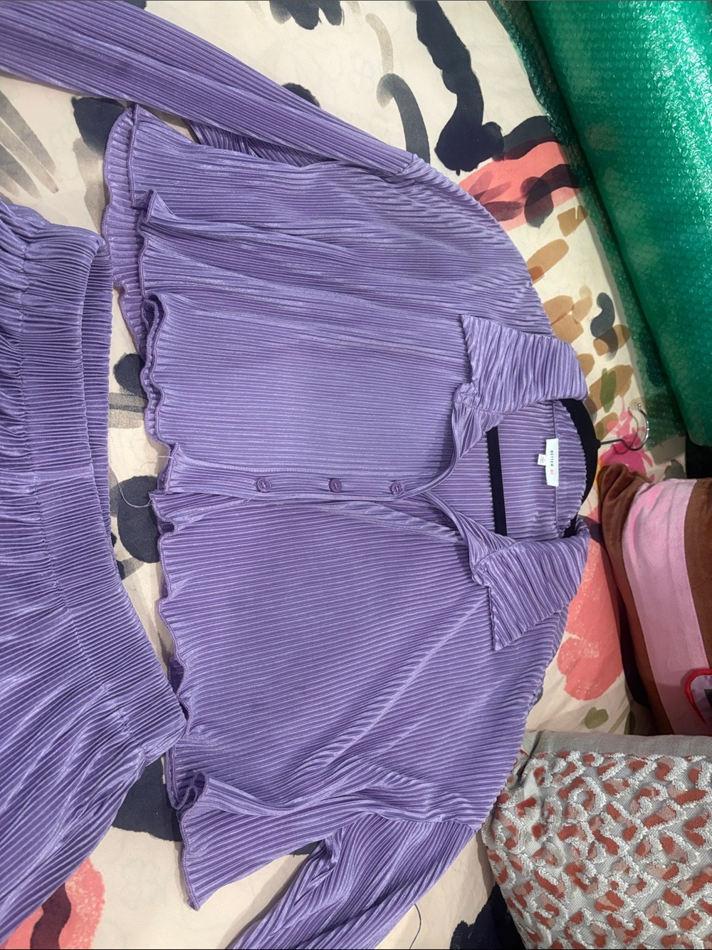 Women’s ' Lavender Ribbed Two-Piece Top & Short Set - Picture 2 of 3